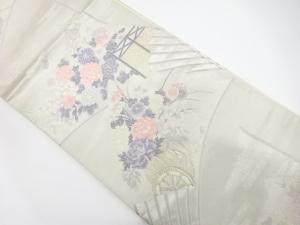 扇に花車模様織り出し　袋帯